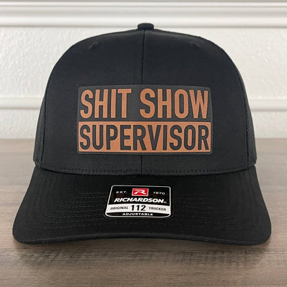 SH*T SHOW SUPERVISOR Funny Leather Patch Hat Black Patch Hat - VividEditions