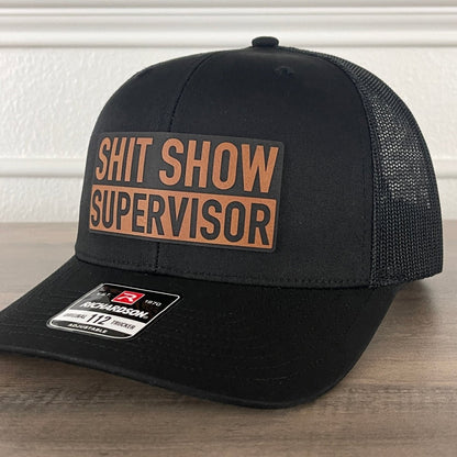 SH*T SHOW SUPERVISOR Funny Leather Patch Hat Black Patch Hat - VividEditions