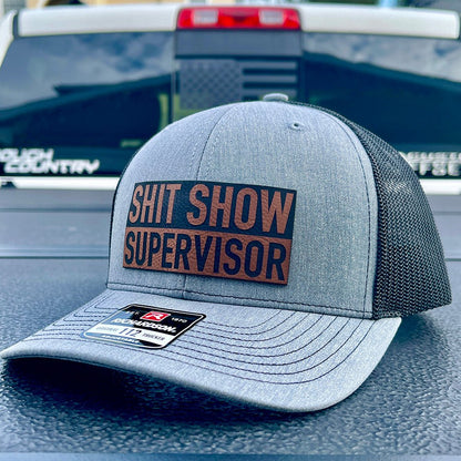 Sh*t Show Supervisor Leather Patch Hat Patch Hat - VividEditions