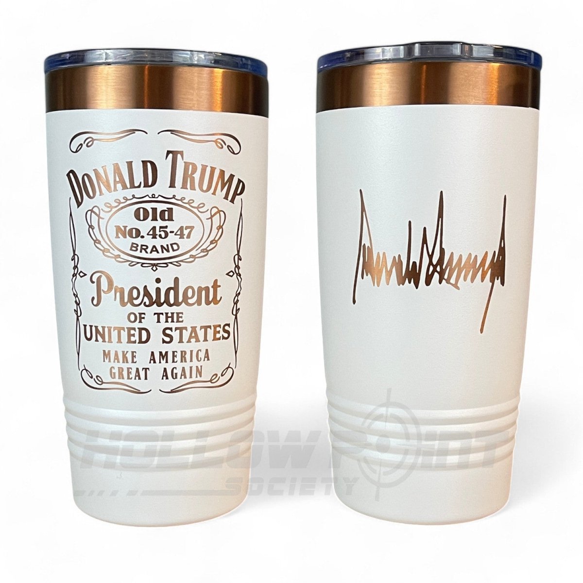 Signature Edition: Trump 45 - 47 Tumbler Collector's Mug 20oz Rose Gold Laser Engraved Tumblers