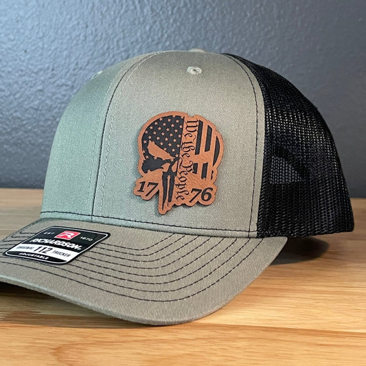 SKULL 1776 WE THE PEOPLE Rawhide Side Leather Patch Hat Loden/Black Patch Hat
