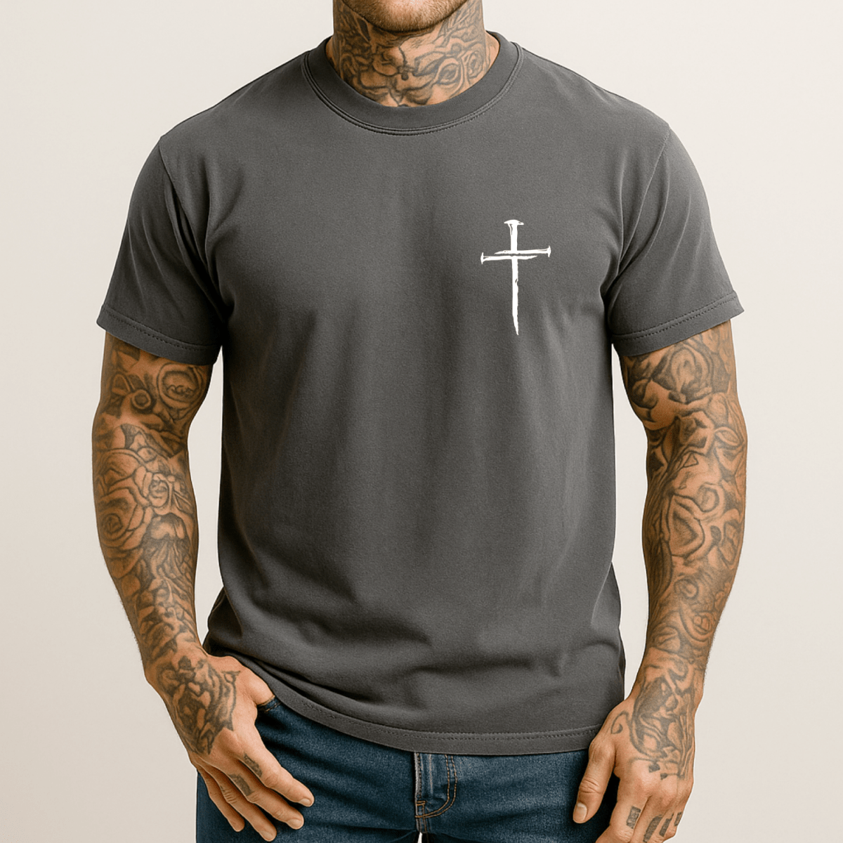 Three Nail Cross Men's Christian T Shirt T-Shirt