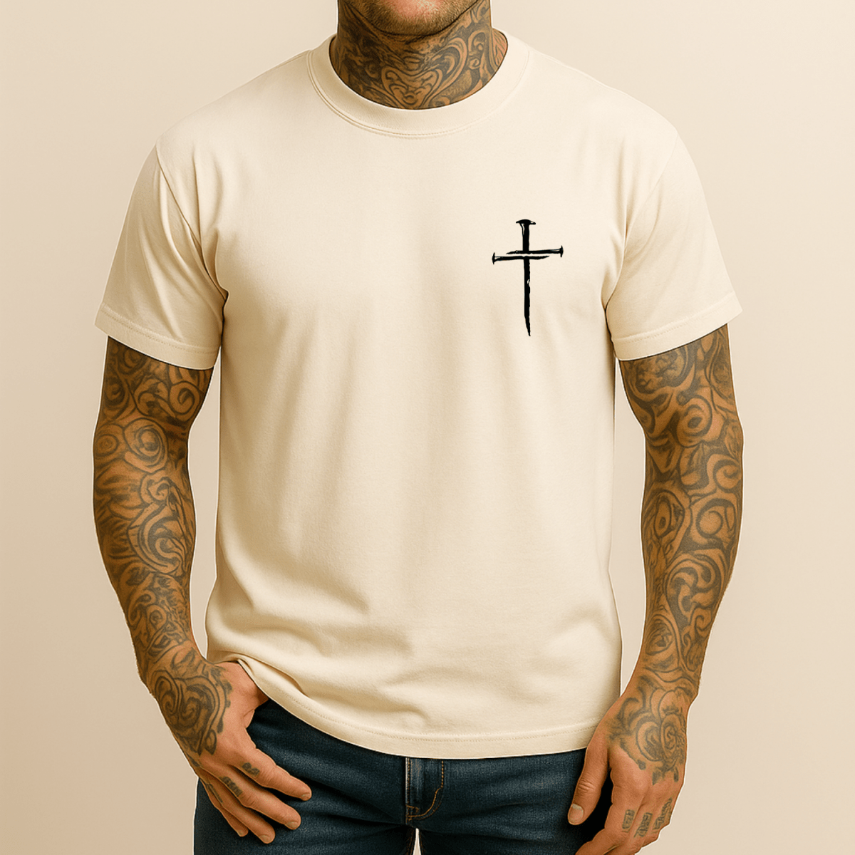 Three Nail Cross Men's Christian T Shirt T-Shirt