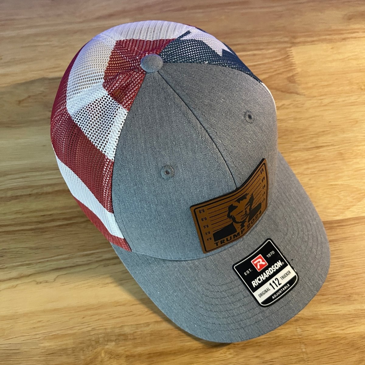 TRUMP MUGSHOT 2024 Leather Patch Hat Stars & Stripes Patch Hat - VividEditions