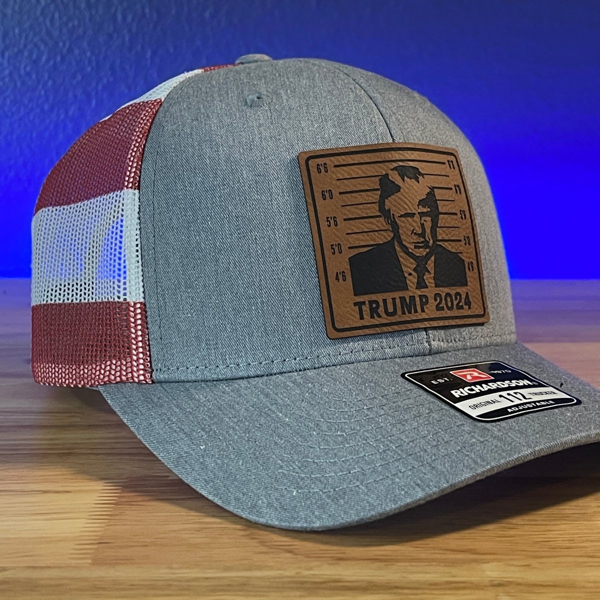 TRUMP MUGSHOT 2024 Leather Patch Hat Stars & Stripes Patch Hat - VividEditions