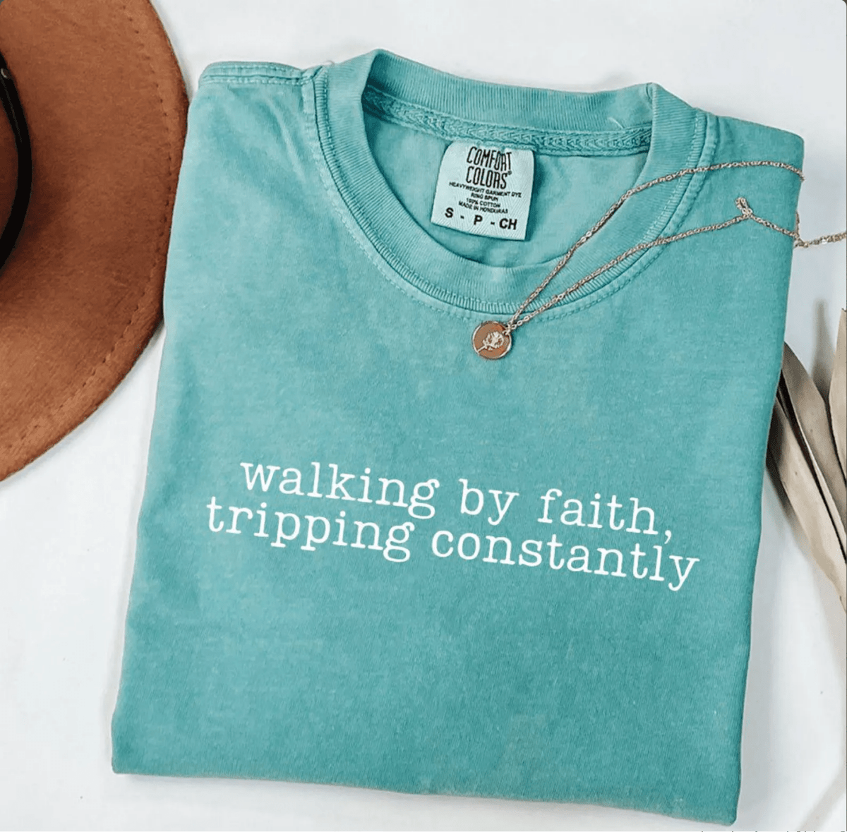 Walking by Faith Tripping Constantly Christian Faith Oversized T-Shirt T-Shirt