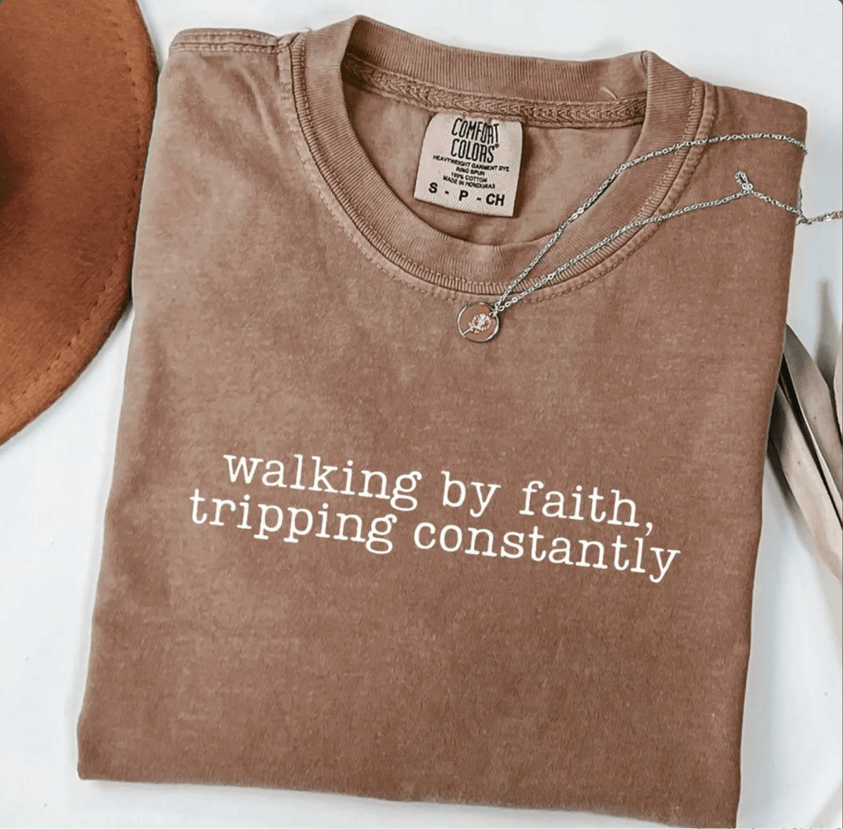 Walking by Faith Tripping Constantly Christian Faith Oversized T-Shirt T-Shirt