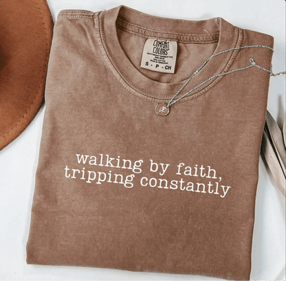 Walking by Faith Tripping Constantly Christian Faith Oversized T-Shirt T-Shirt