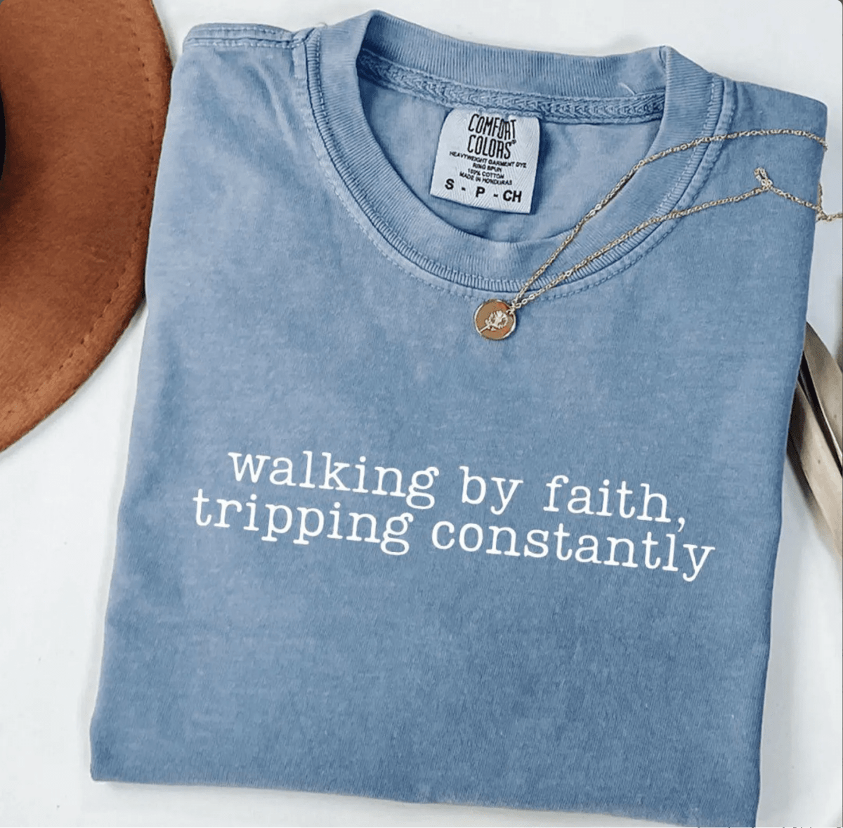 Walking by Faith Tripping Constantly Christian Faith Oversized T-Shirt T-Shirt