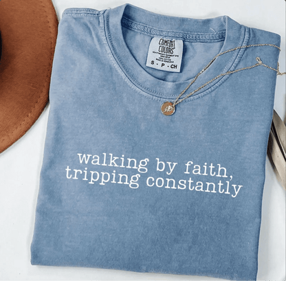 Walking by Faith Tripping Constantly Christian Faith Oversized T-Shirt T-Shirt