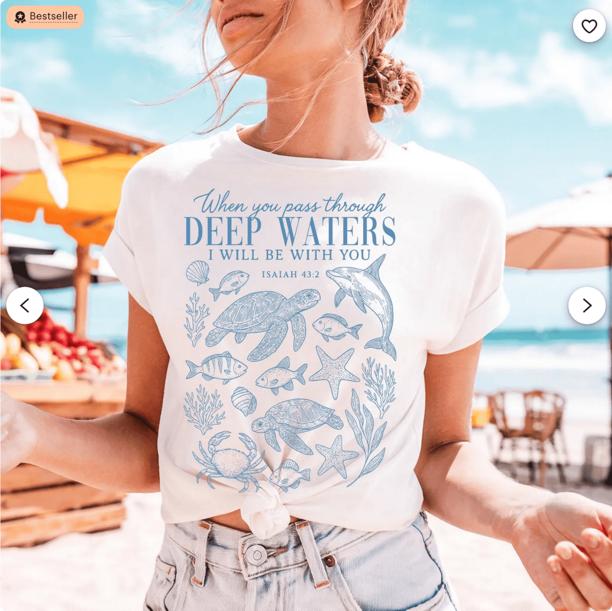 When You Go Through Deep Waters Oversized Christian T-Shirt T-Shirt
