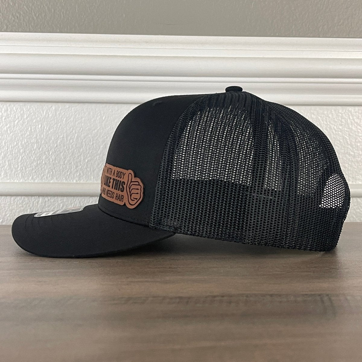 With A Body Like This Who Needs Hair Funny Leather Patch Hat Black Patch Hat - VividEditions