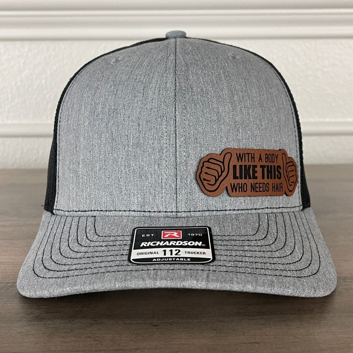 With A Body Like This, Who Needs Hair Leather Patch Hat Patch Hat - VividEditions