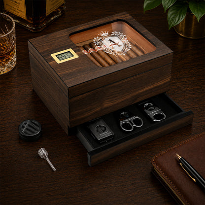 Personalized Cigar Humidor with Digital Hygrometer