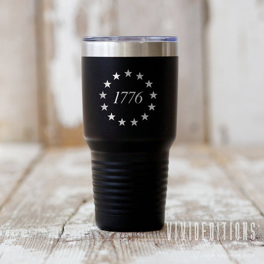 1776 Stars Patriotic Tumbler - 20oz or 30oz (16 color options) Tumblers - VividEditions