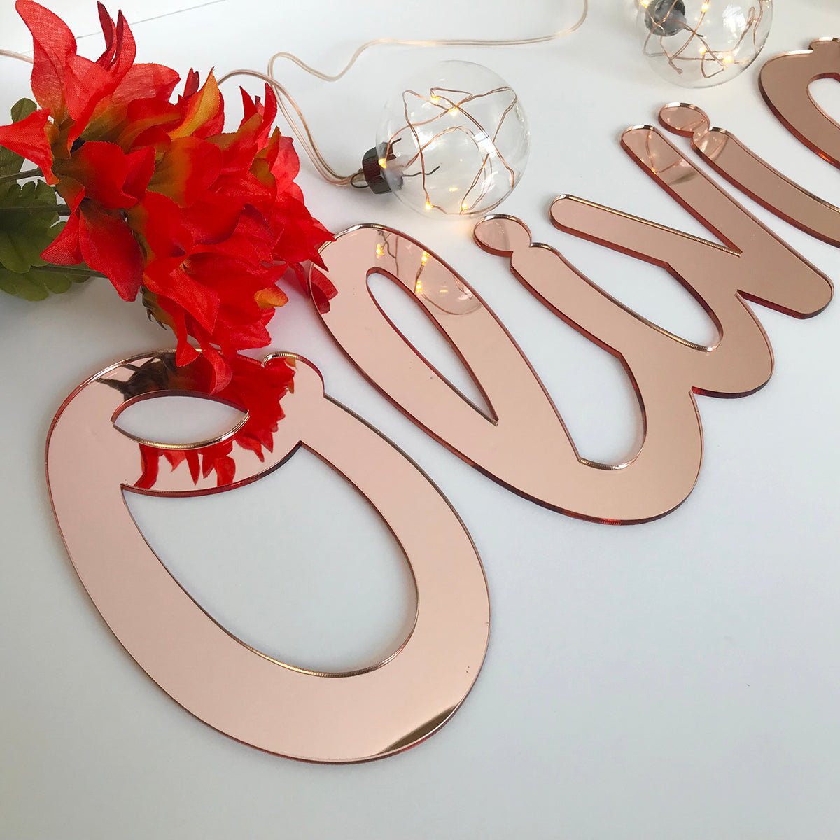 18” Rose Gold Mirror Small Personalized Name Sign - VividEditions