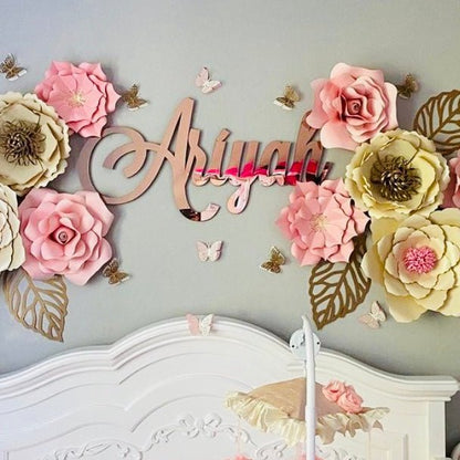 18” Rose Gold Mirror Small Personalized Name Sign - VividEditions