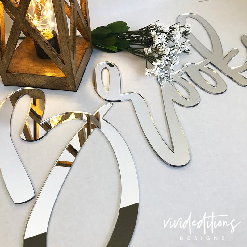 18” Silver Mirror Small Personalized Name Sign - VividEditions