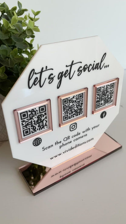Triple QR Code Business Social Media Sign