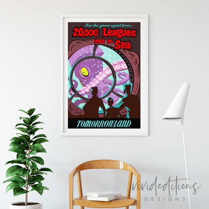 20,000 Leagues Under The Sea, Disneyland Poster Print - VividEditions