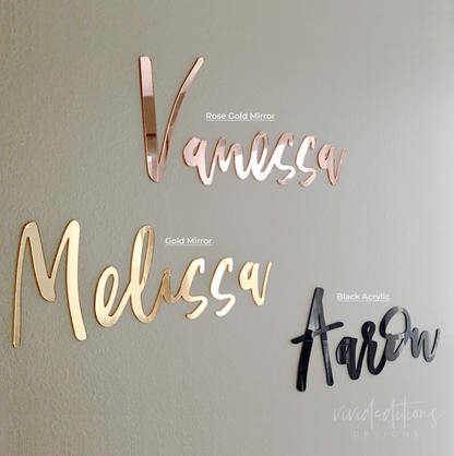 24” Gold Mirror Medium Personalized Name Sign - VividEditions