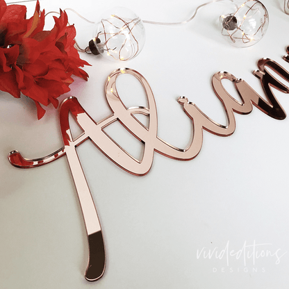 24” Rose Gold Mirror Medium Personalized Name Sign - VividEditions