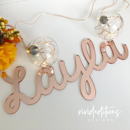 24” Rose Gold Mirror Medium Personalized Name Sign - VividEditions