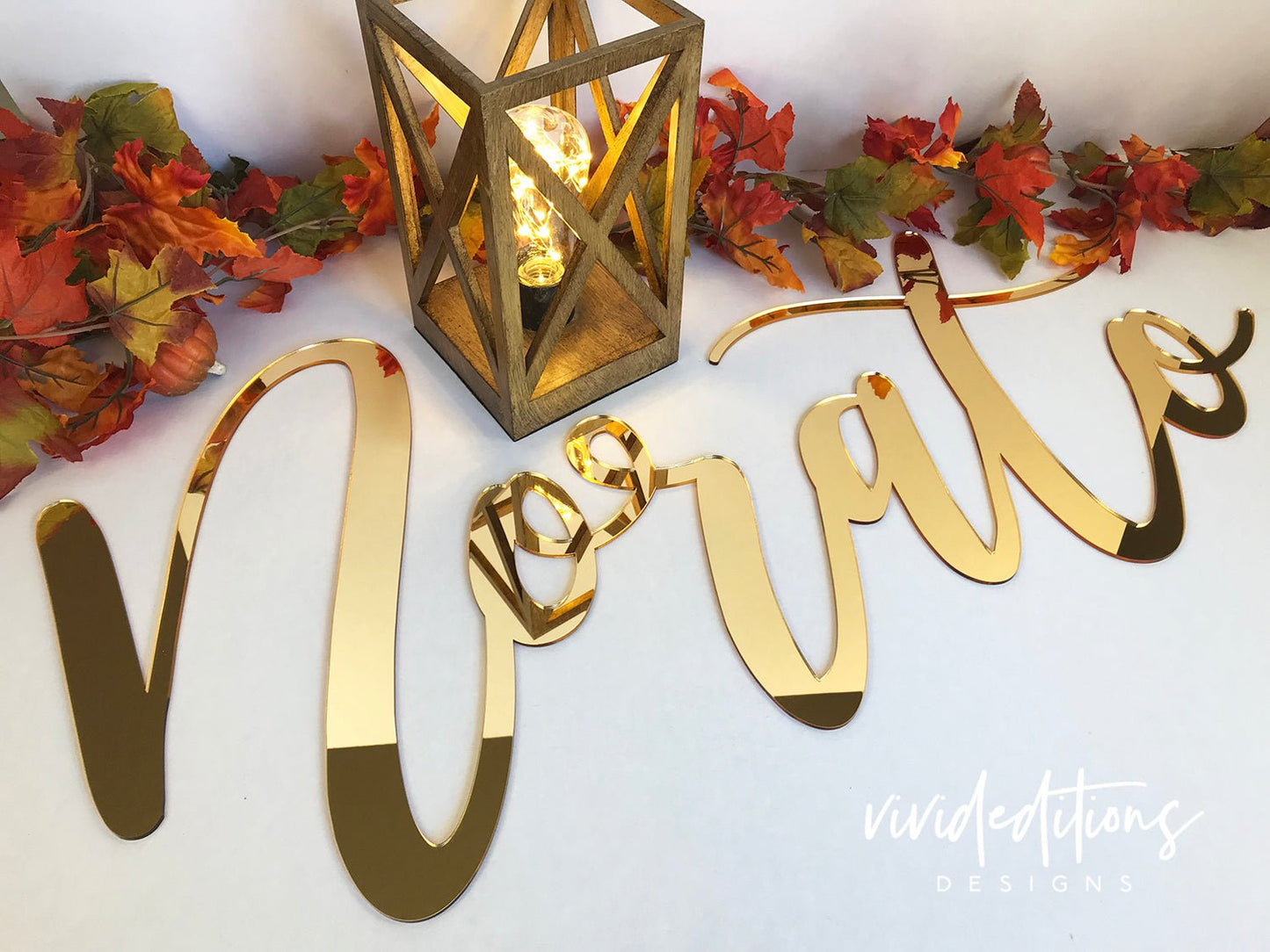 24” Silver Mirror Medium Personalized Name Sign - VividEditions