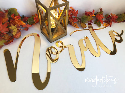 24” Silver Mirror Medium Personalized Name Sign - VividEditions