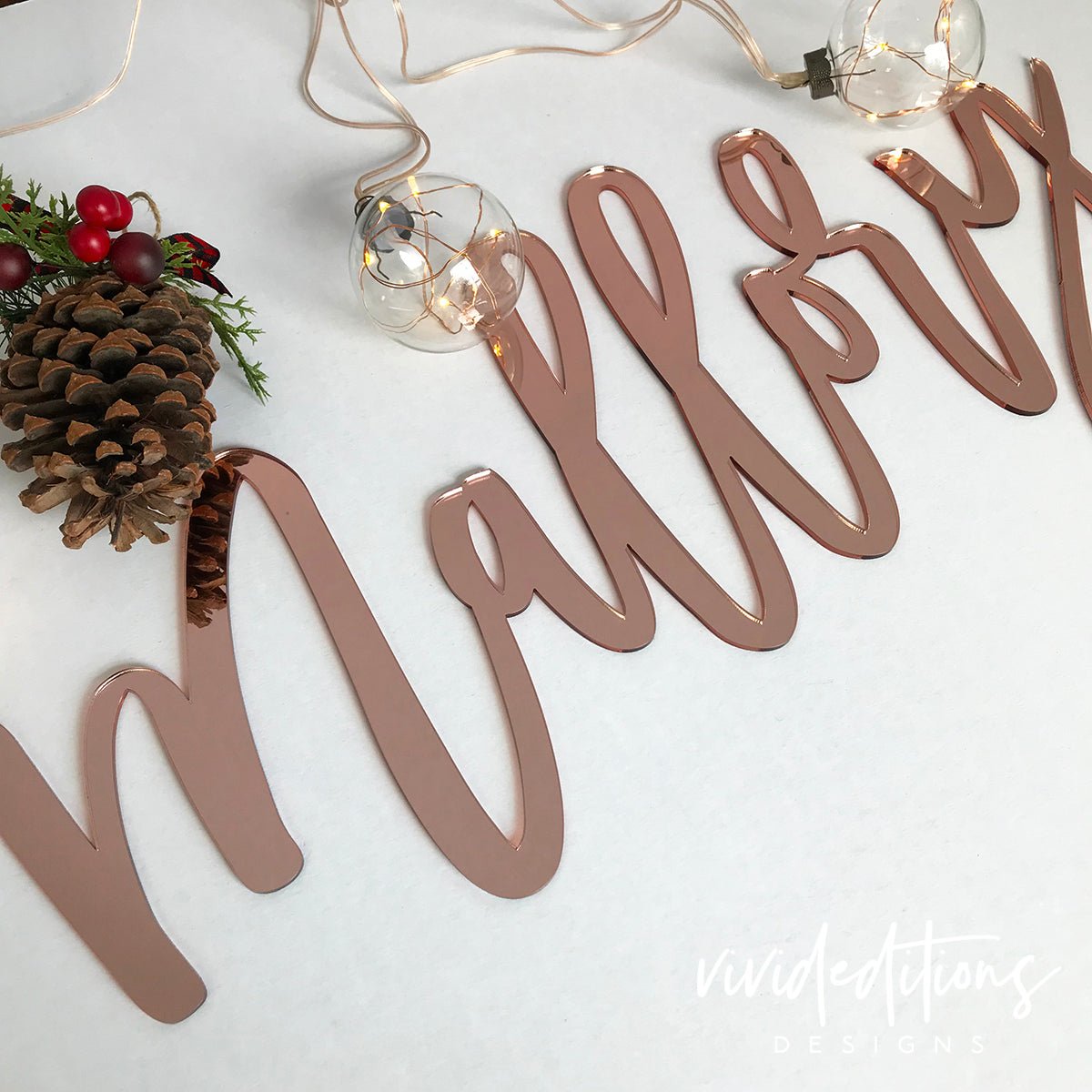 24” Silver Mirror Medium Personalized Name Sign - VividEditions