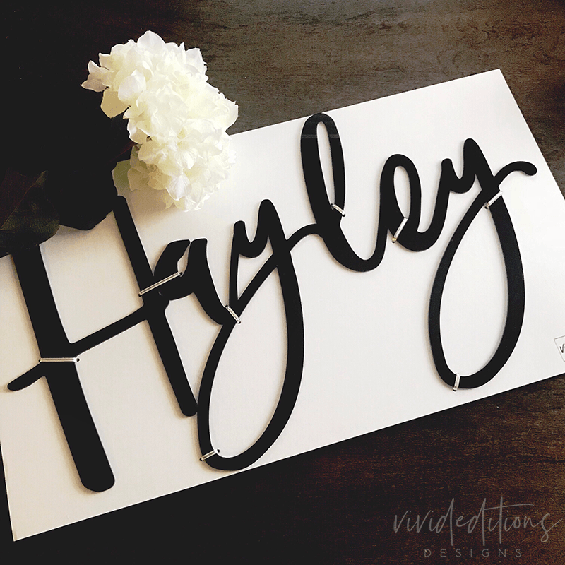 30” Black Acrylic Large Personalized Name Sign Name Sign - VividEditions