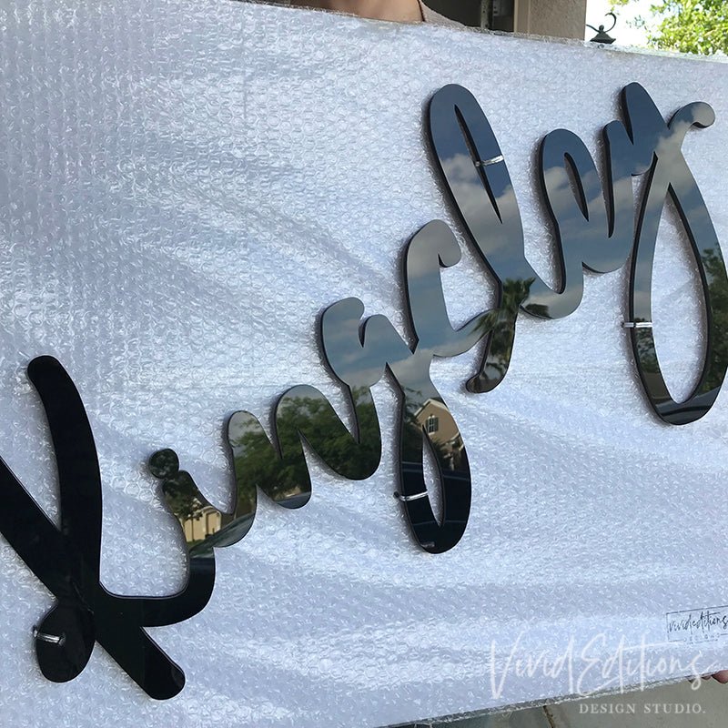 30” Black Acrylic Large Personalized Name Sign - VividEditions