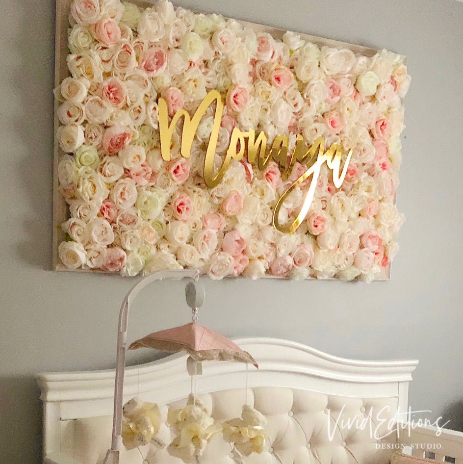 30” Gold Mirror Large Personalized Name Sign - VividEditions