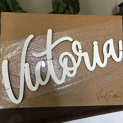 30” Gold Mirror Large Personalized Name Sign - VividEditions