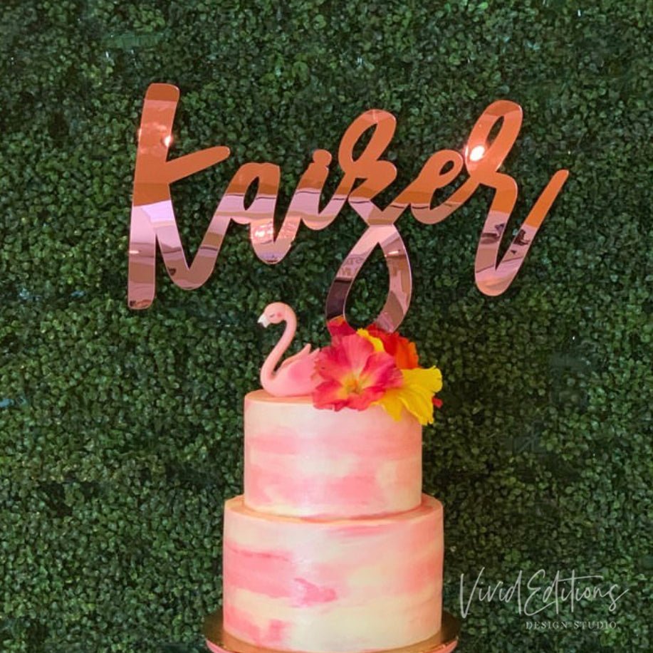 30” Pink Mirror Large Personalized Name Sign - VividEditions