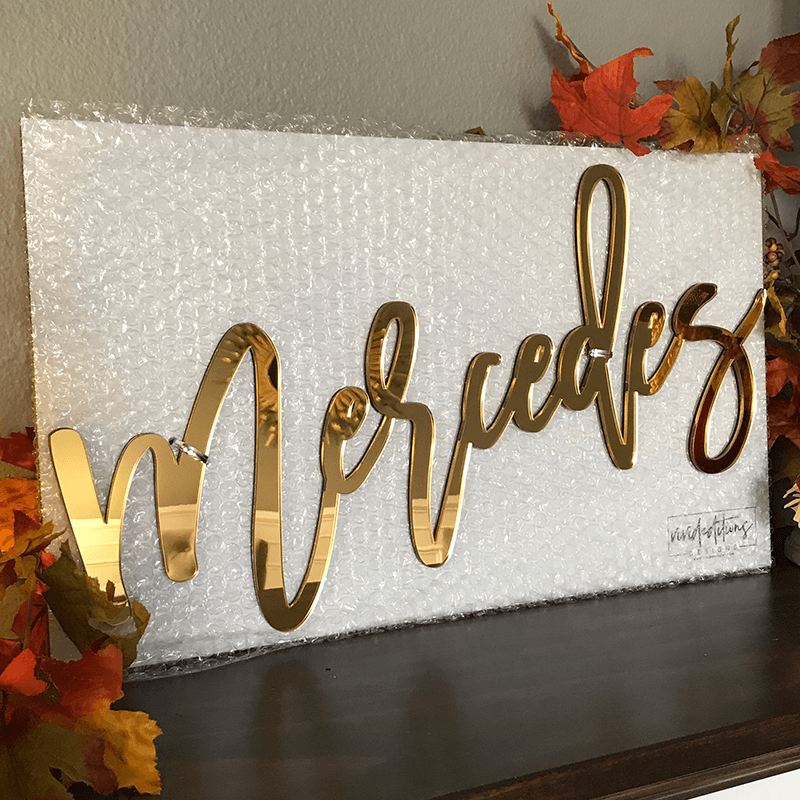 36” X-Large Personalized Name Sign, Acrylic or Wood Name Sign - VividEditions