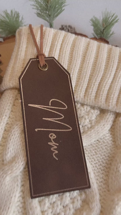 Engraved Leather Christmas Stocking Tag