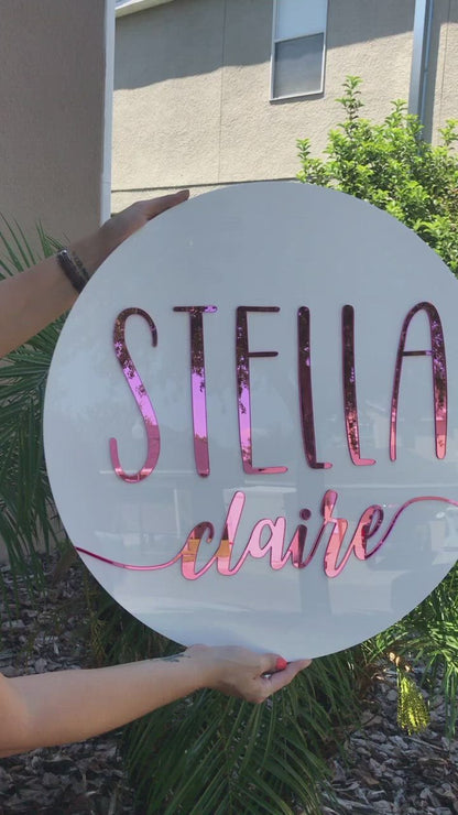 Round Handwritten 3D Acrylic Name Sign