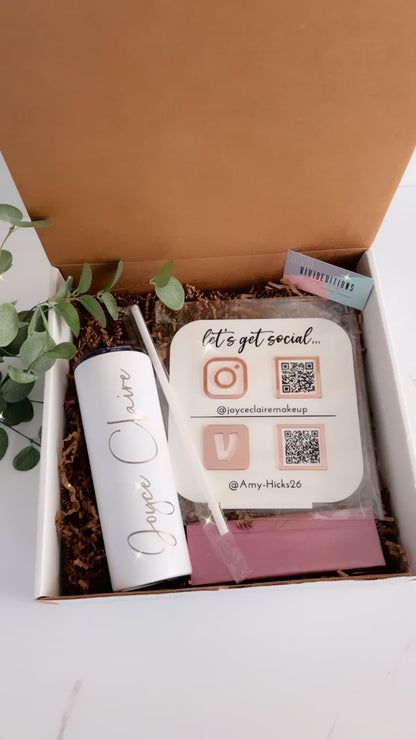 Double QR Code Business Social Media Sign