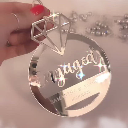 First Christmas Engaged Personalized Ring Ornament Ornament - VividEditions