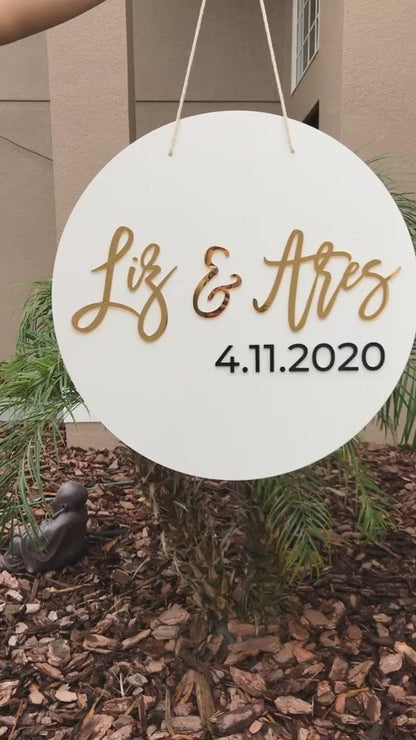 Couples Round 3D Acrylic Wedding Sign