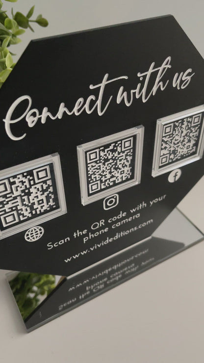 Triple QR Code Business Social Media Sign