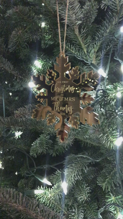 First Christmas as Mr & Mrs Personalized Snowflake Ornament
