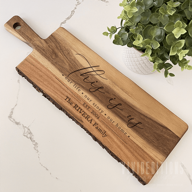 Acacia Wood Paddle Board (6 design options) Cutting Board - VividEditions