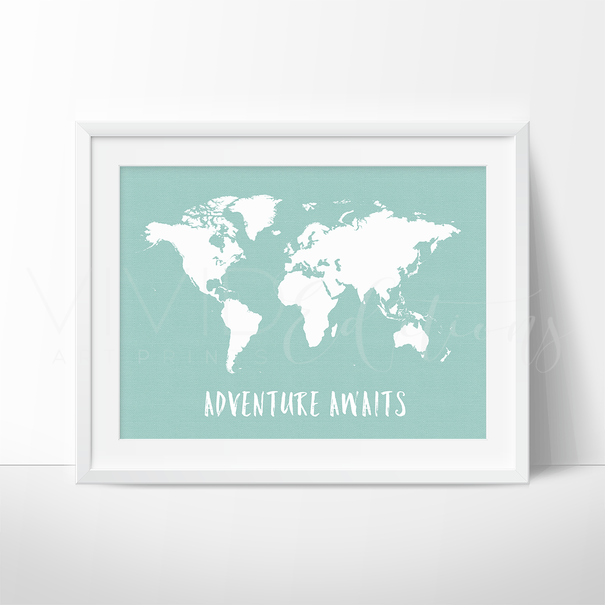 Adventure Awaits World Map, Mint Print - VividEditions