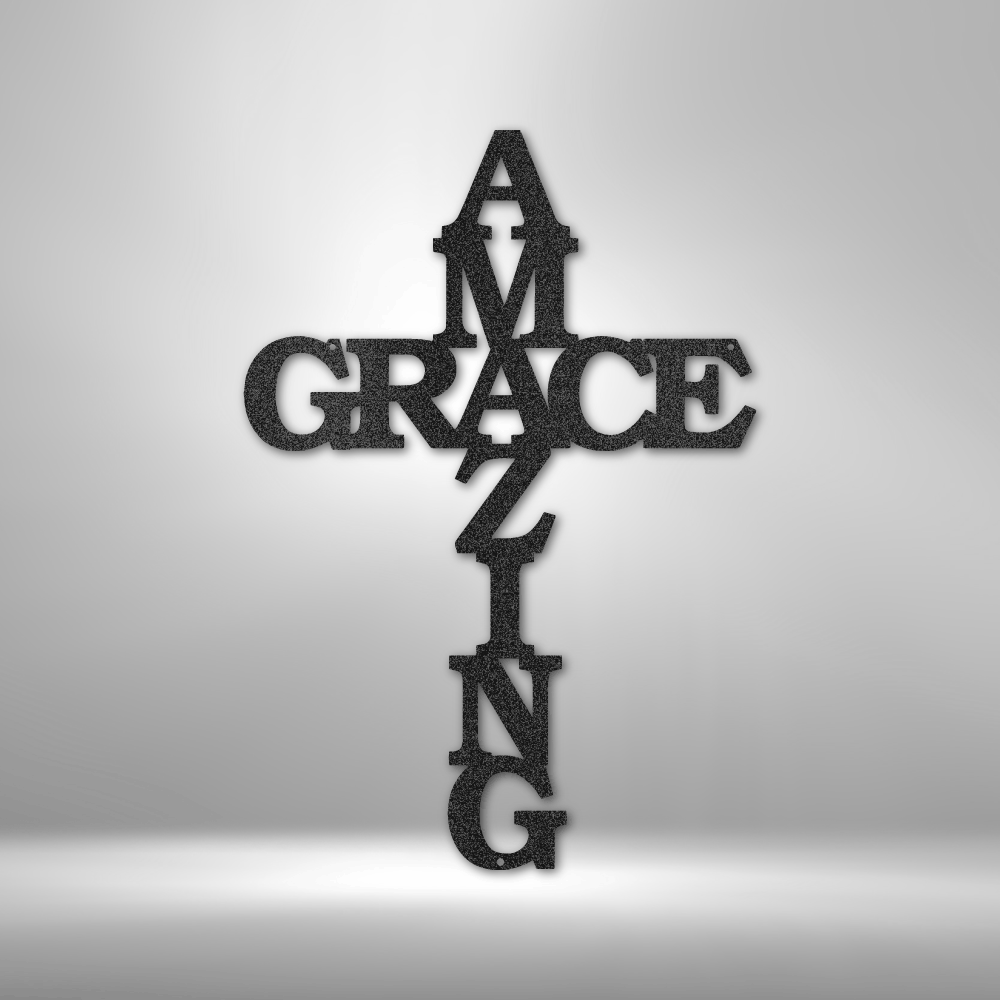 Amazing Grace Cross - Metal Sign Steel Sign - VividEditions