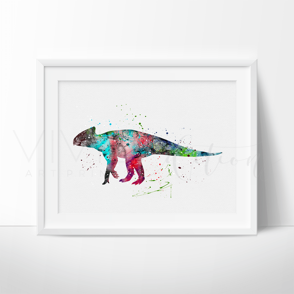 Archaeoceratops Dinosaur Watercolor Art Print Print - VividEditions
