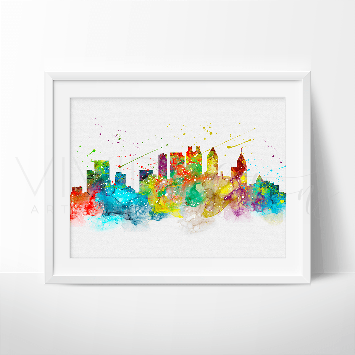 Atlanta Skyline Watercolor Art Print Print - VividEditions