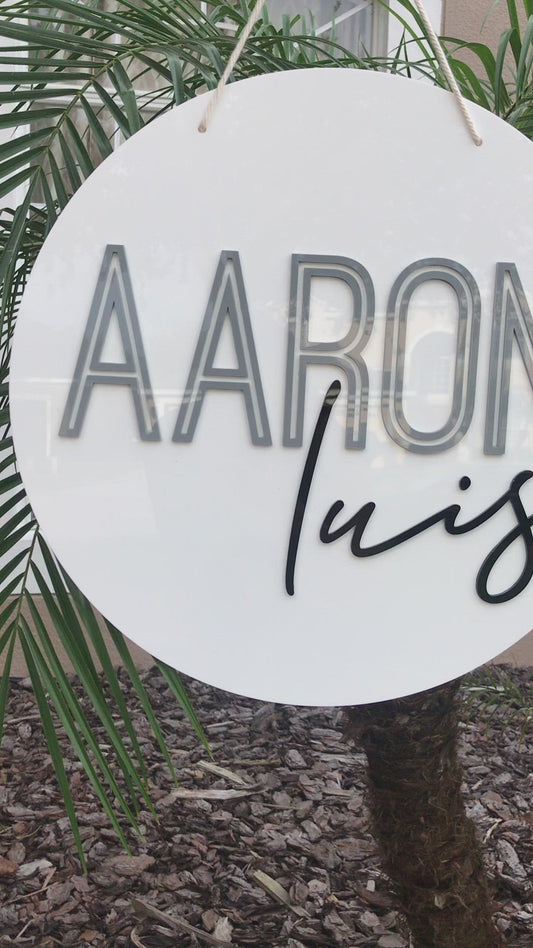 Round 3D Name Sign, Acrylic or Wood