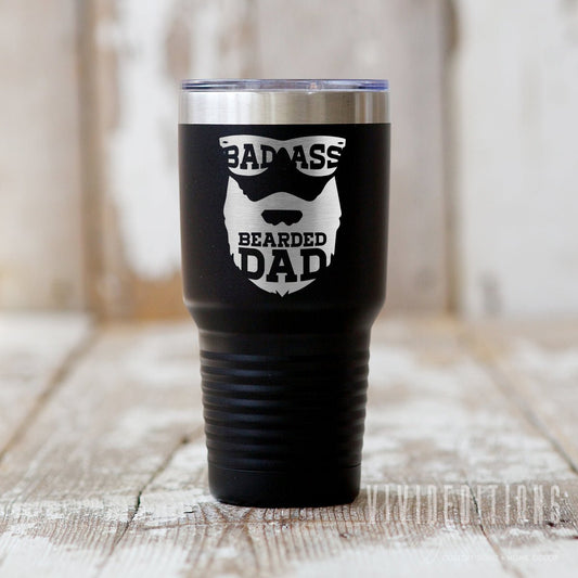 "Bad Ass Bearded Dad" Laser Engraved Father's Day Tumbler - 30oz (16 colors) Tumblers - VividEditions